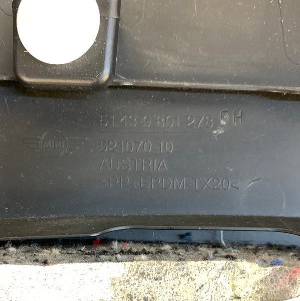 MINI R60 Countryman Headliner Rear Passenger Right D Pillar Trim Black 51439801278