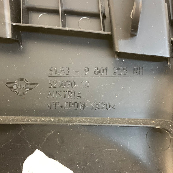 MINI R60 Countryman Headliner Passenger Right Center B Pillar Trim Black 9801258