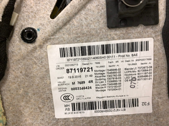 BMW F32 4 Series Right/Passenger Side Rear Coral Red Leather Interior Panel