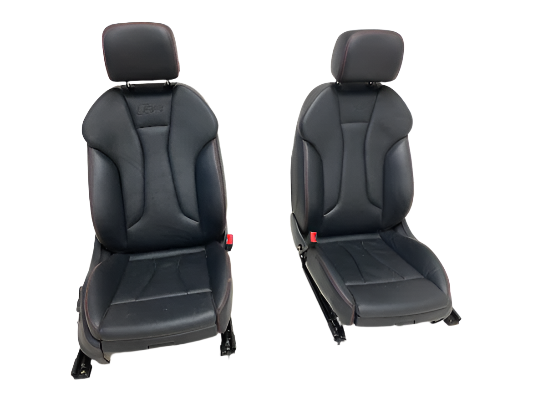 Audi 8V RS3 Black Leather Front & Rear Seats W/Red Stitching