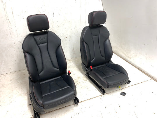 Audi 8V RS3 Black Leather Front & Rear Seats W/Red Stitching