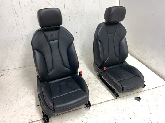 Audi 8V RS3 Black Leather Front & Rear Seats W/Red Stitching