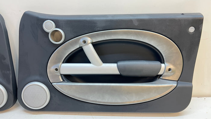 MINI R53 Cooper S JCW Front Black & Alloy Patina Harman Kardon Door Panels Set 51417070627
