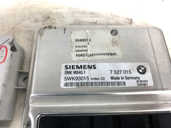 BMW E46 330i 325i 3 Series Ms45.1 ECU Engine Control Module Keyset 7527015/7532988