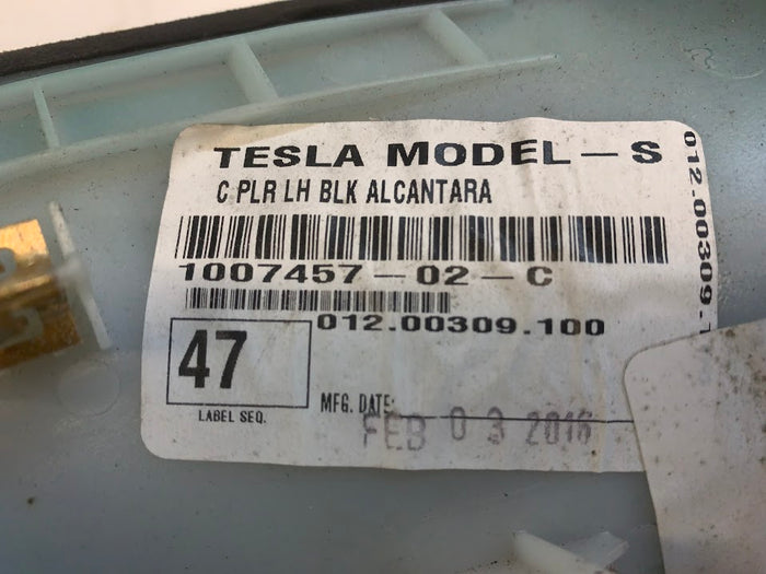 Tesla Model S Left Black Alcantara C Pillar Trim 1007457-02-C
