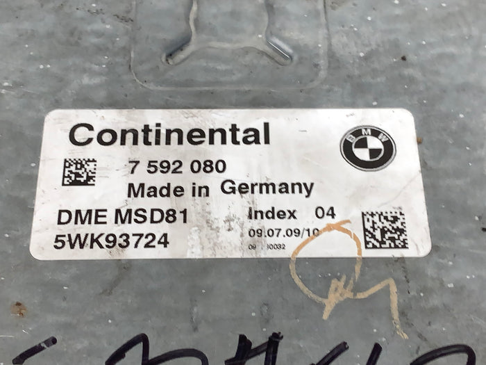 BMW E90 E92 E93 335i 335xi N54 Engine MSD80 DME/ECU W/CAS3 & Key Set 7592080  *Damaged*