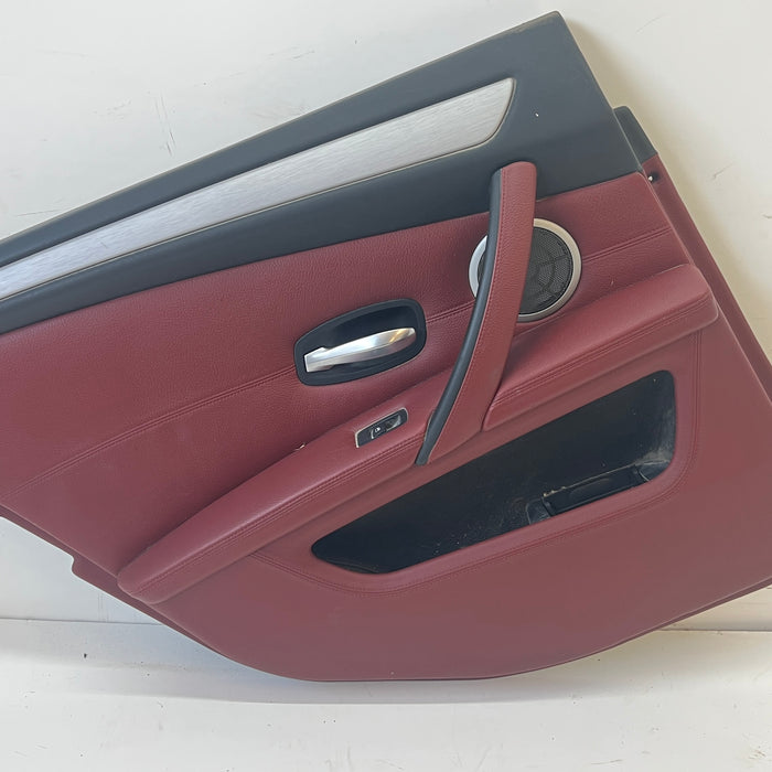 BMW E60 M5 LCI Left/Driver Side Rear Door Panel/Card Indianapolis Red Merino Leather (X3A7)