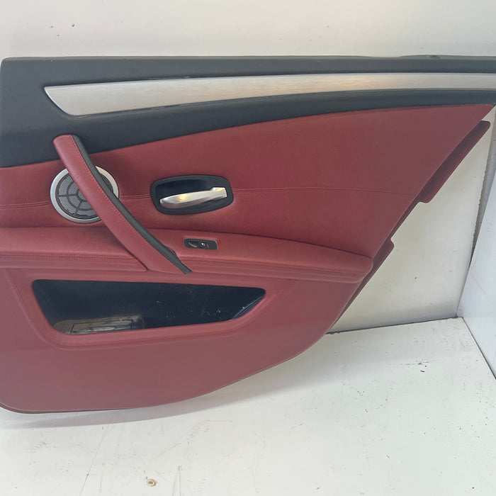 BMW E60 M5 LCI Right/Passenger Side Rear Door Panel/Card Indianapolis Red Merino Leather (X3A7)