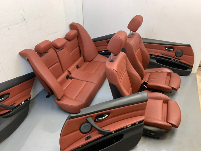 BMW E90 3 Series Red Brown Dakota Leather Interior Set W/Sport Seats & Door Panels & Armrest