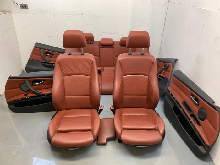 BMW E90 3 Series Red Brown Dakota Leather Interior Set W/Sport Seats & Door Panels & Armrest