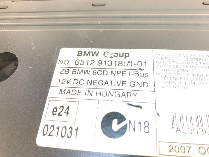 BMW E85/E86 Z4M 6 Disc CD Changer Player 65129131851