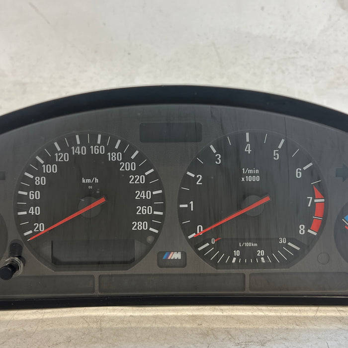 BMW E36 M3 Gauge Cluster Speedometer Tachometer KMH 62112493941 *DAMAGED*