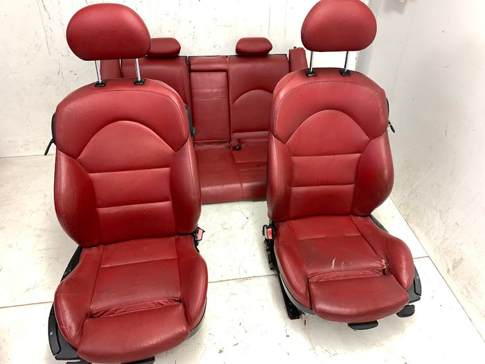BMW E46 M3 Coupe Imola Red Nappa Leather Manual & Heated Interior Seat & Door Panel Set