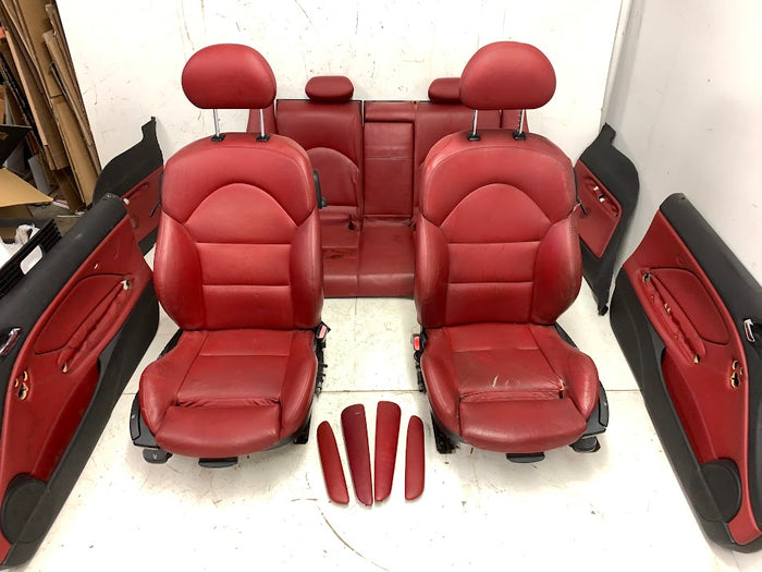 BMW E46 M3 Coupe Imola Red Nappa Leather Manual & Heated Interior Seat & Door Panel Set