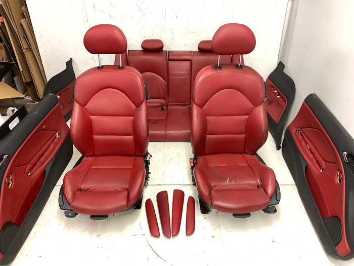 BMW E46 M3 Coupe Imola Red Nappa Leather Manual & Heated Interior Seat & Door Panel Set