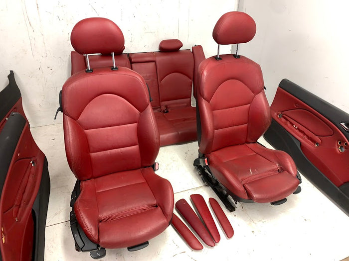 BMW E46 M3 Coupe Imola Red Nappa Leather Manual & Heated Interior Seat & Door Panel Set