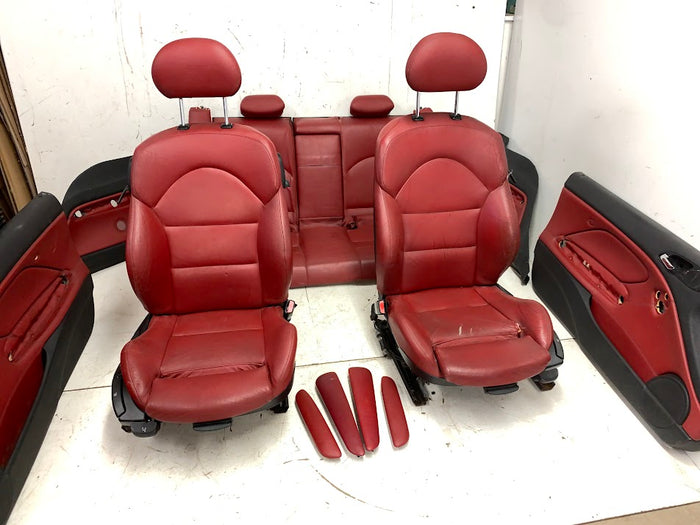 BMW E46 M3 Coupe Imola Red Nappa Leather Manual & Heated Interior Seat & Door Panel Set