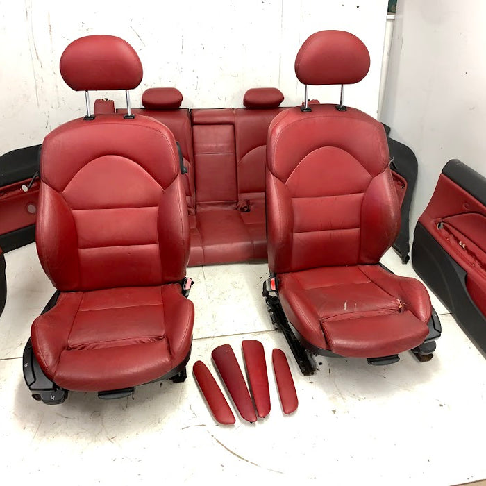 BMW E46 M3 Coupe Imola Red Nappa Leather Manual & Heated Interior Seat & Door Panel Set
