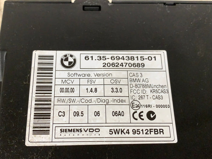 BMW E90 E92 E93 335i 335xi N54 Engine MSD80 DME/ECU W/CAS3 & Key Set 7568842/6943815