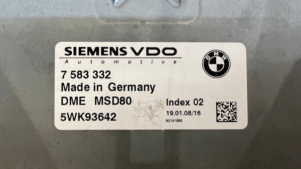 BMW E9X E82 E88 N54 MSD80 DME/ECU 7583332