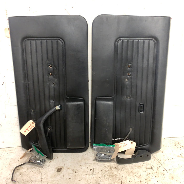 BMW E21 320i Front Door Panel Black Leather Set Left Right 51411886176