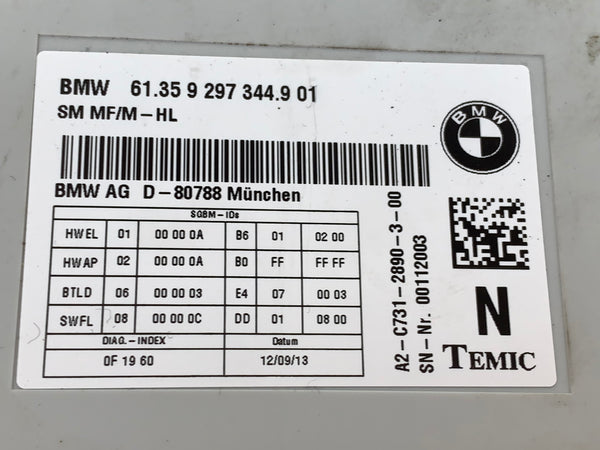 BMW F10 5 Series Front Left/Right Comfort Seat Module 9297344