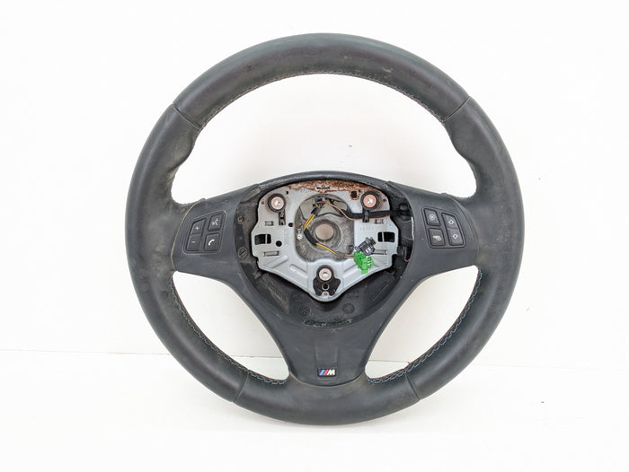 BMW E92 E90 E93 M3 Manual Leather Steering Wheel W/O Paddles 2283732 *DAMAGED*