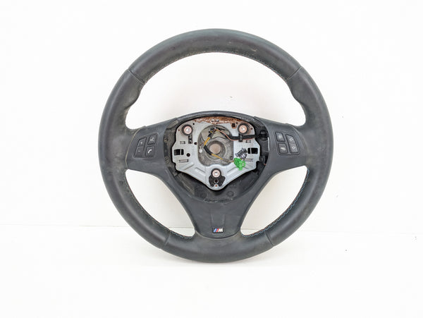 BMW E92 E90 E93 M3 Manual Leather Steering Wheel W/O Paddles 2283732 *DAMAGED*