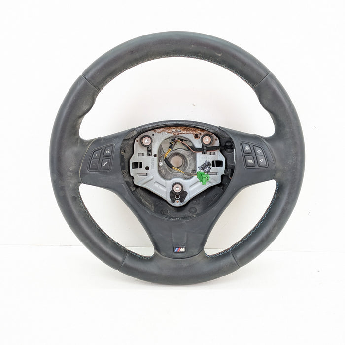 BMW E92 E90 E93 M3 Manual Leather Steering Wheel W/O Paddles 2283732 *DAMAGED*