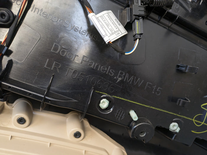 BMW F15 X5 35iX Left/Driver Side Rear Canberra Beige Door Panel Card 51427370091