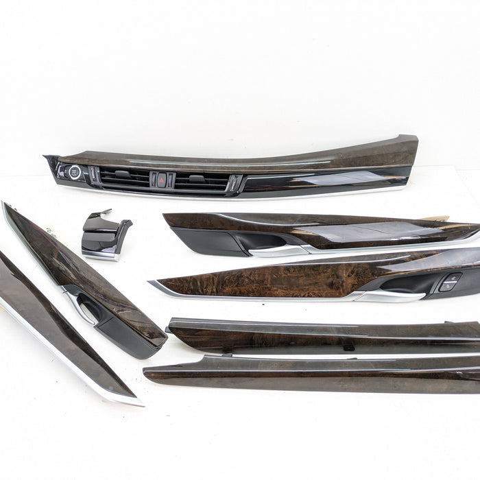 BMW F15 X5 35iX Poplar Grain Fine Wood Interior Dashboard/Door/Center Console Trim Set