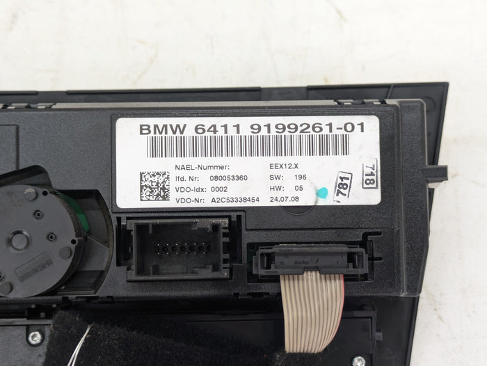 BMW E92 E90 E91 E93 3 Series HVAC Climate Control Panel/Heated Seat Buttons 9199261