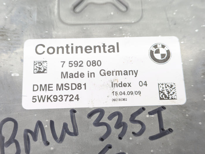 BMW E92 E90 E93 335i 335xi N54 DME ECU Engine Control Module Computer MSD81 7592080