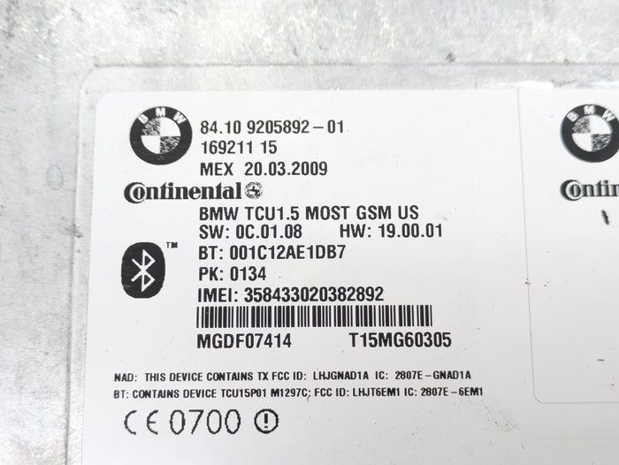 BMW E92 E90 E91 E93 3 Series Bluetooth Telematics Control Module 9205892