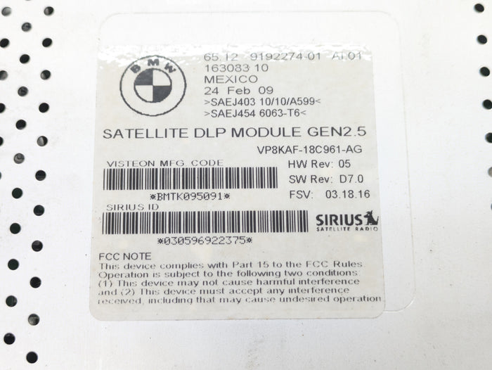 BMW E92 E93 E90 E91 3 Series Satellite Radio Receiver DLP Module 9192274
