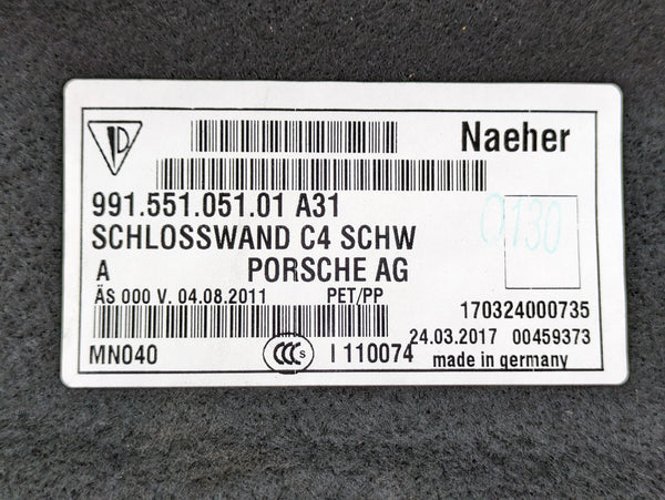 Porsche 991.2 911 GTS Front Trunk/Frunk Forward Carpet Liner 99155105101