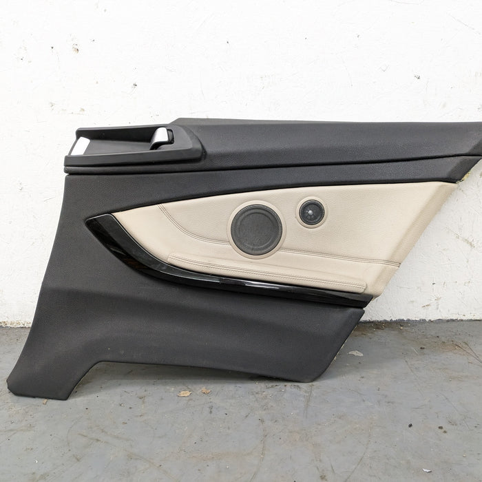 BMW F32 4 Series Right/Passenger Side Rear Oyster Dakota Leather Door Panel Card 51437389762