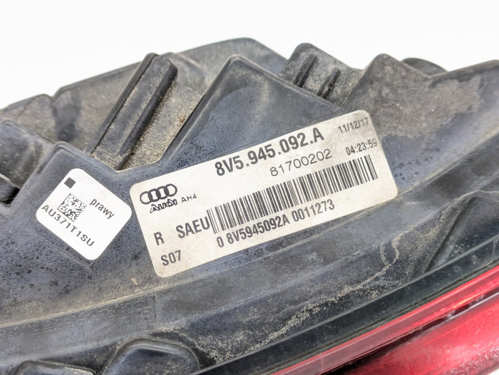 Audi 8V RS3 Right/Passenger Side Outer LED Tail Light 8V5945092A *DAMAGED*