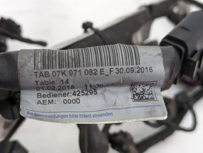 Audi 8V RS3 DAZA Engine Wiring Harness 07K971072AH *DAMAGED*
