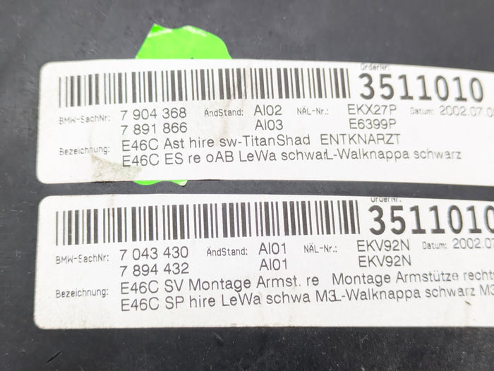 BMW E46 M3 Convertible Rear Left/Right Side Black Leather Interior Trim Panel Set 7904367/7904368