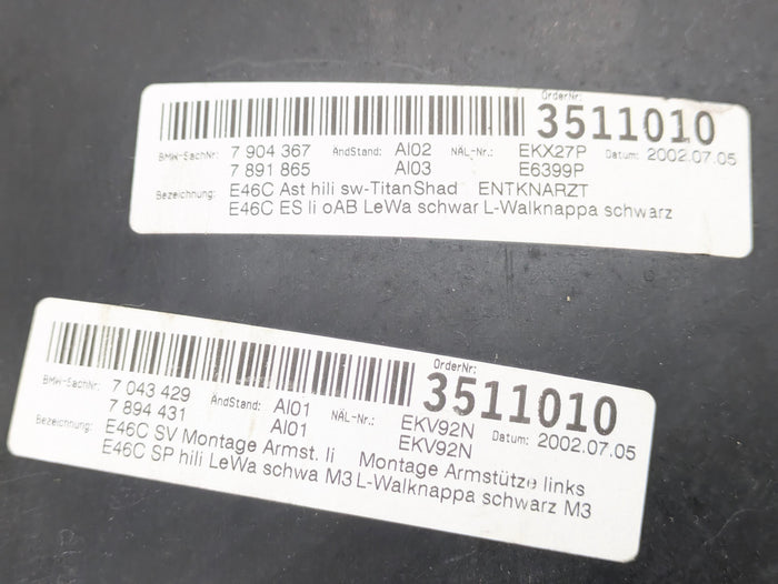 BMW E46 M3 Convertible Rear Left/Right Side Black Leather Interior Trim Panel Set 7904367/7904368