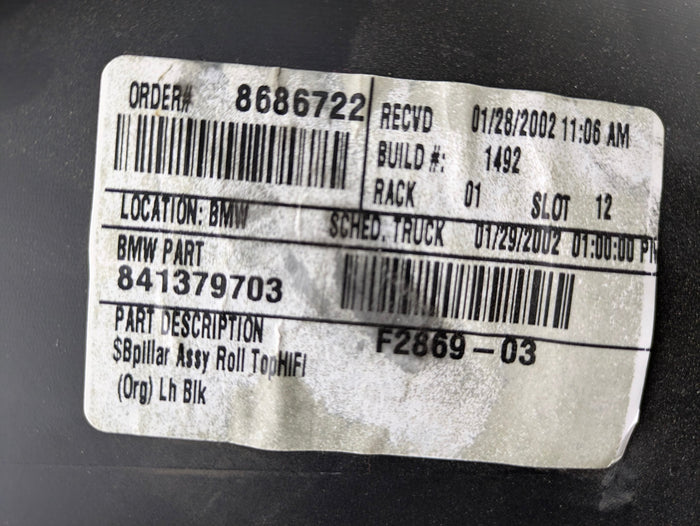 BMW Z3 M 3.0 2.8 Roadster Roll Over Bar Oddments Box Trim Set Black 51168410988 *Damage*