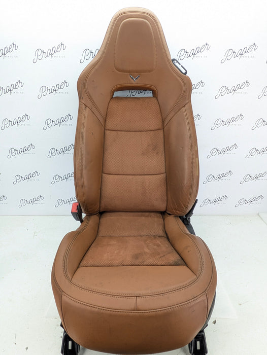 Chevrolet C7 Corvette Stingray 3LT Left/Driver Side GT Napa Leather Heated & Vented Seat Kalahari Brown (346) *DAMAGED*