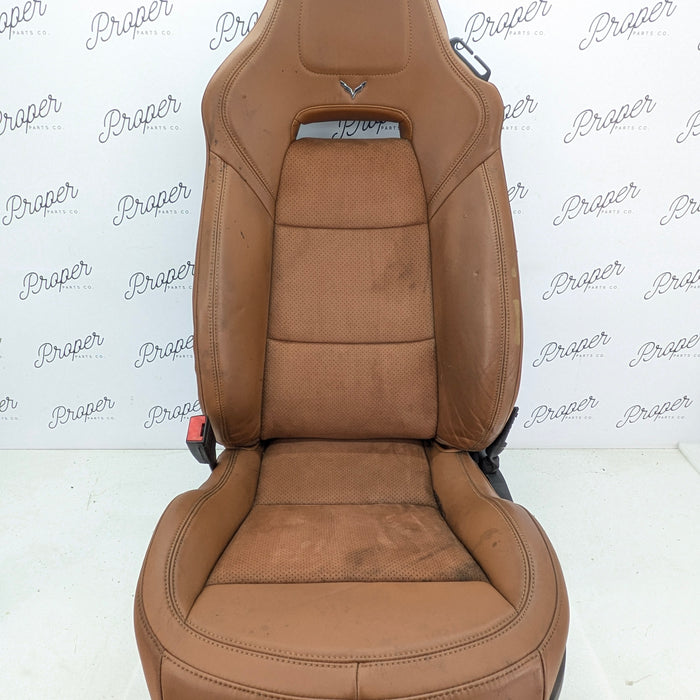 Chevrolet C7 Corvette Stingray 3LT Left/Driver Side GT Napa Leather Heated & Vented Seat Kalahari Brown (346) *DAMAGED*