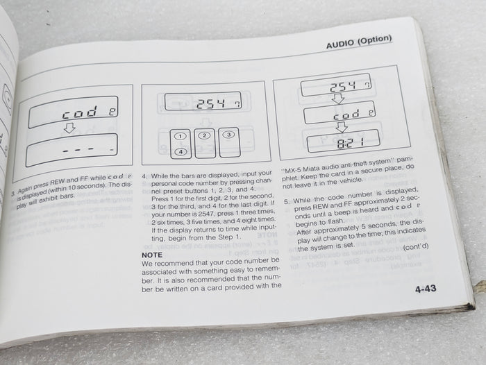 1990 Mazda NA MX-5 Miata Original Owners Manual 8A24-EC-89L