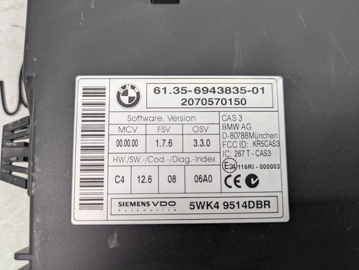 BMW E90 E92 E91 E93 3 Series Car Access Central Locking System CAS3 Module 6943835