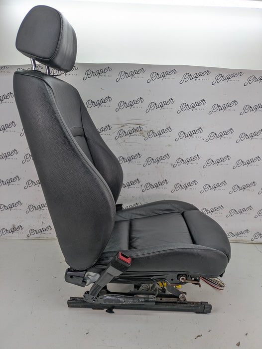 BMW E90 E91 3 Series Driver & Passenger Front Black Leather Sport Seats