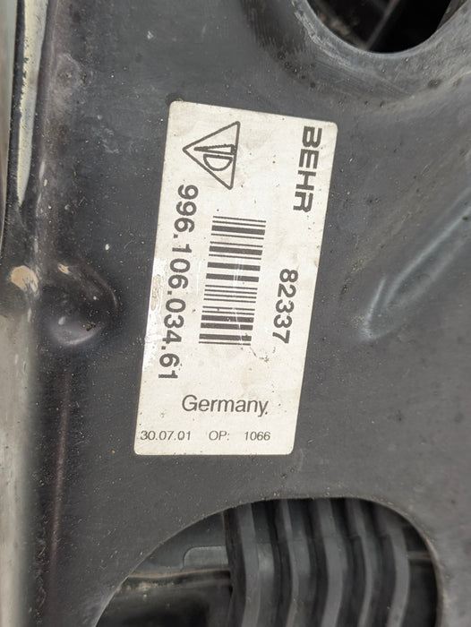 Porsche 996.2 911 Carrera 4 Right/Passenger Side Radiator AC Condenser Cooling Fan Shroud 99610613251/99662403502/99610603461/99657311100