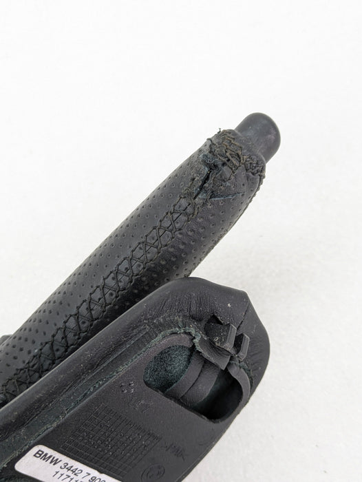 BMW E90 E91 E92 E93 M3 335xi 328xi Black Leather Hand Parking Emergency Brake Handle Boot 7900777 *Damaged*