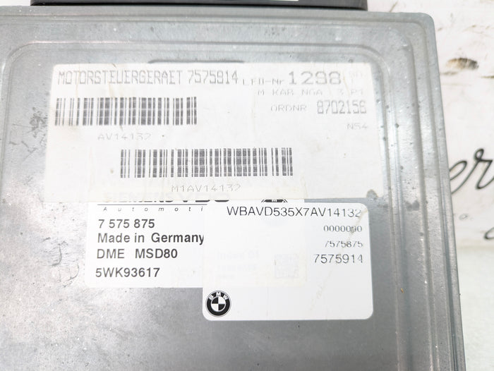BMW E82 E88 E90 E91 E92 E93 N54 ECU DME Engine Computer Module MSD80 7575875